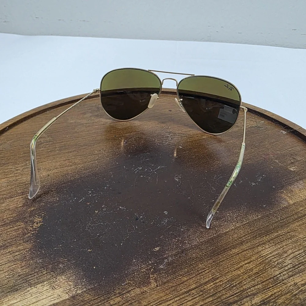 Ray-Ban RB3025 Sunglasses Mens 58-14 Gold Blue Mirrored Aviator Metal Italy